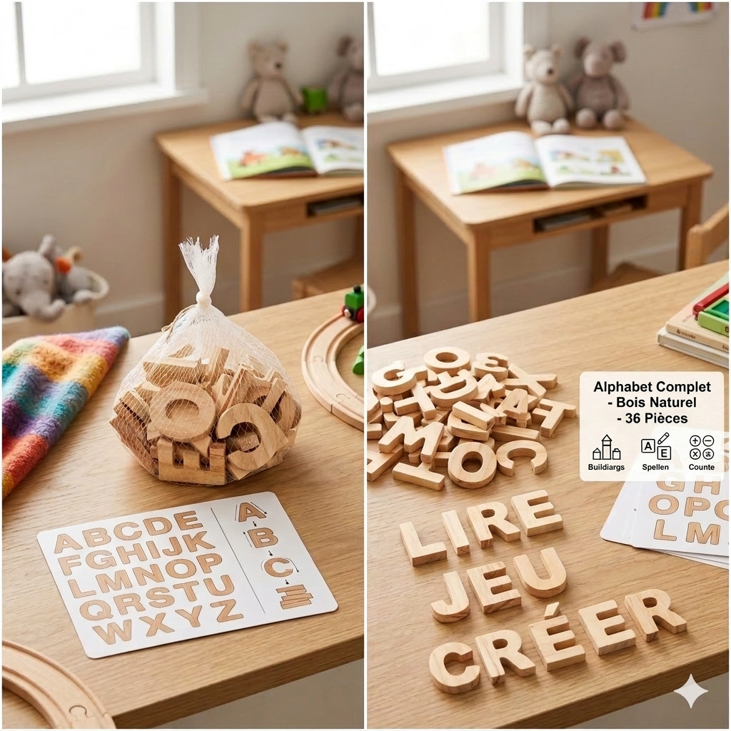 Lettres en bois Hobby Flora 36 pièces